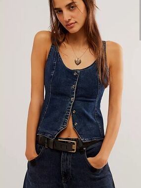 Free People Kara Denim Vest